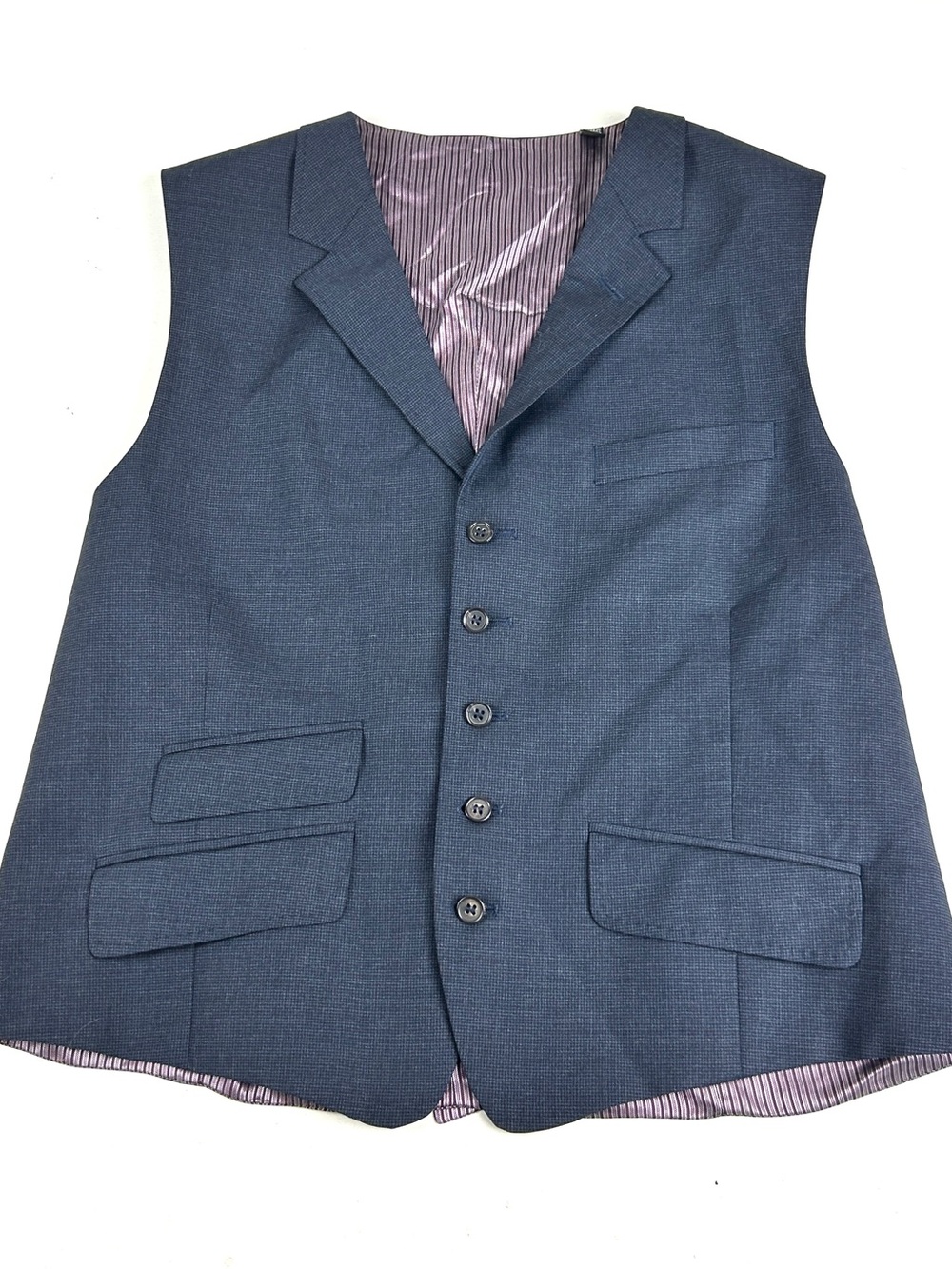 Ted Baker London Blue And Gray Pure Wool Men’s Waistcoat Vest Size 42R